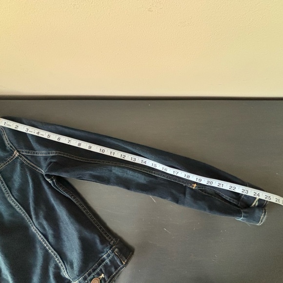 😍2/$20 American Eagle Sz XS Y2K Dark Bomber Denim Cotton Jean Jacket - Picture 9 of 9